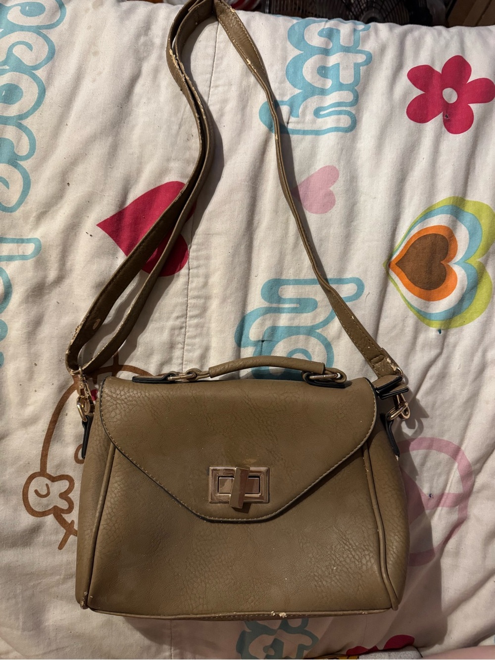 Women's Tan Crossbody Satchel Handbag